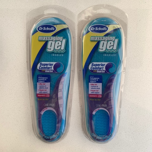 Qty (2) Pairs Dr. Scholl's Massaging Gel Insoles, Trim To Fit Women's Sizes 6-10 - Picture 1 of 4